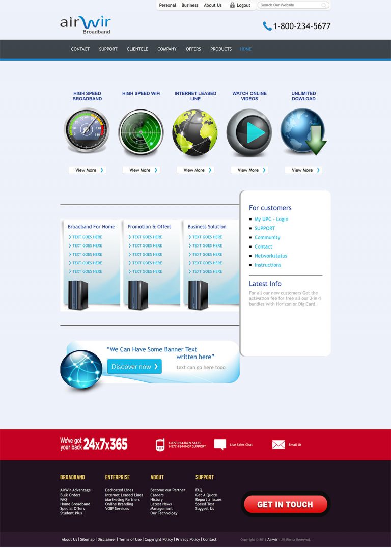 WordPress Broadband Service Responsive Theme (Home page)