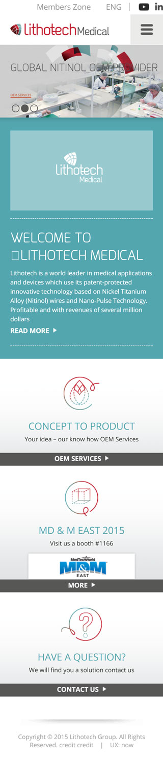 WordPress Responsive Medical Service Theme (Home page Mobile view)