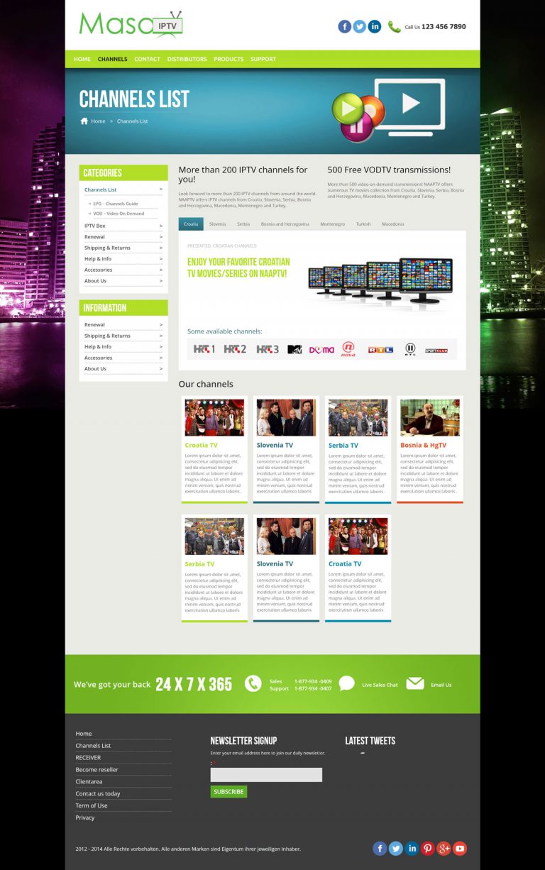 WordPress Responsive TV Channels Theme (Channel List page)