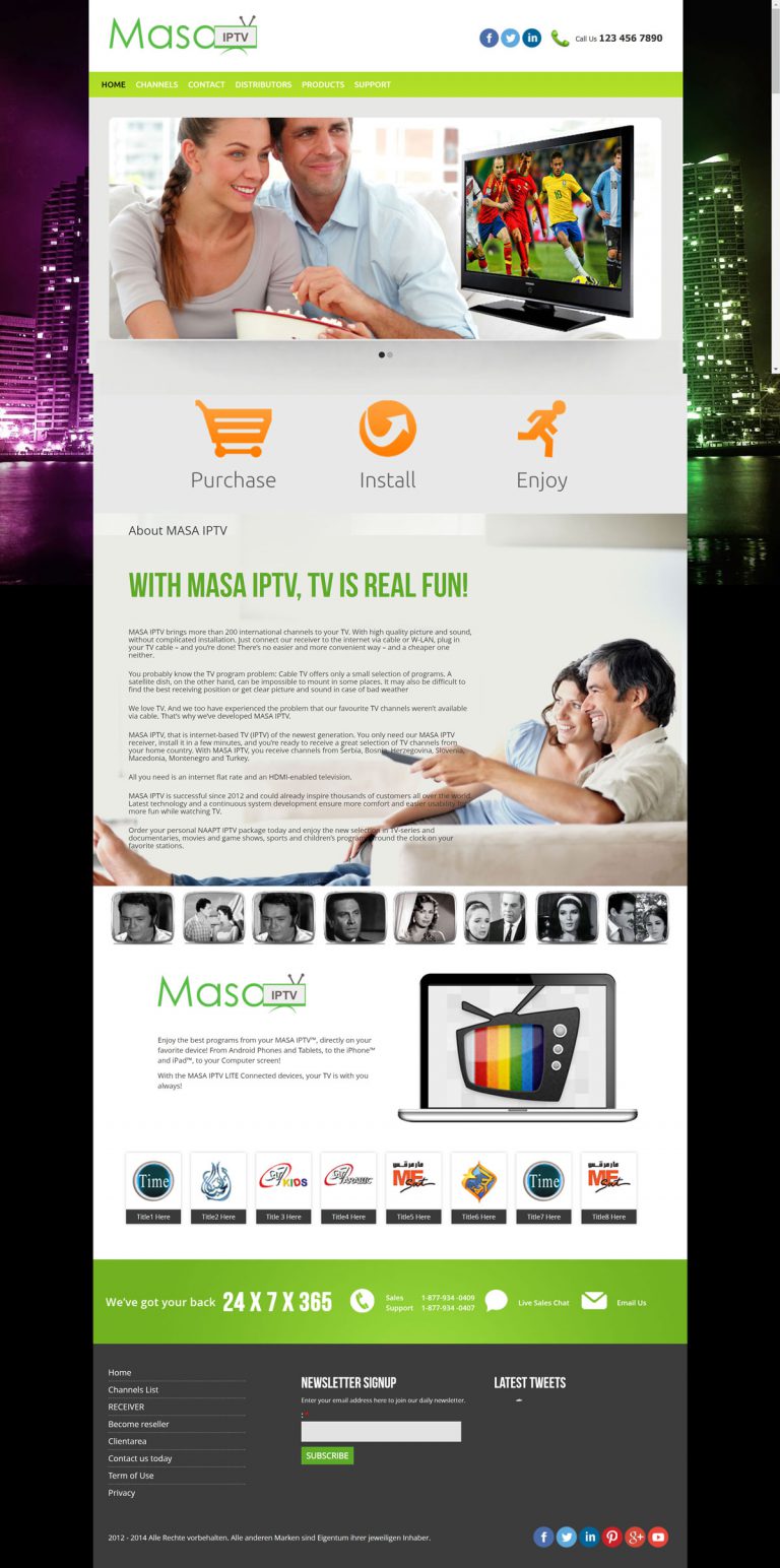 WordPress Responsive TV Channels Theme (Home page)