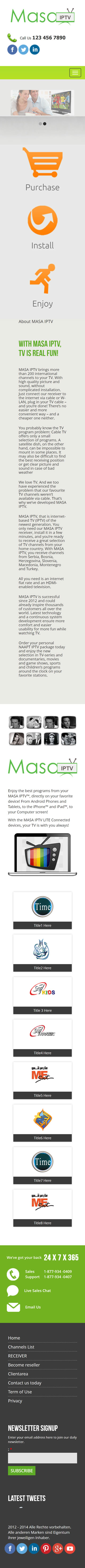 WordPress Responsive TV Channels Theme (Home page Mobile View)