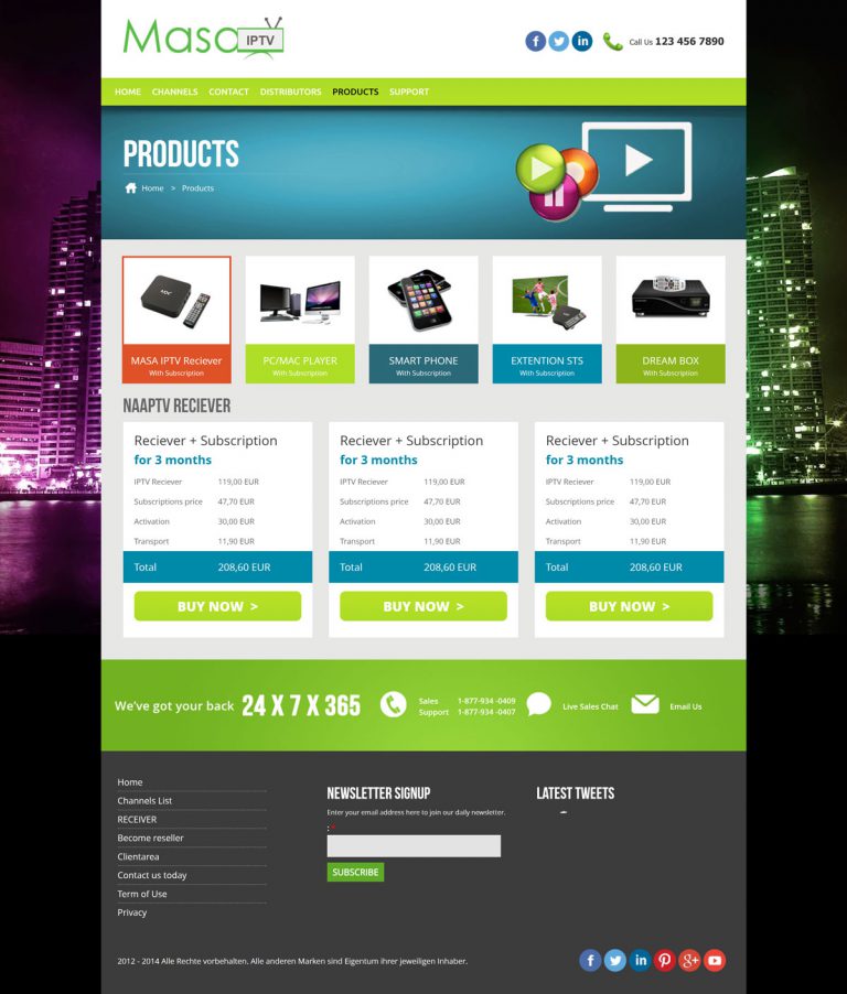 WordPress Responsive TV Channels Theme (Products page)