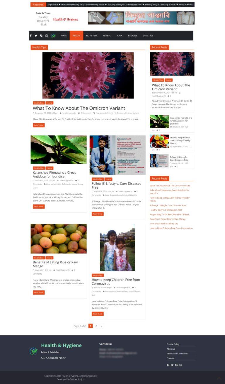 Newspaper Website about Health (Category Page)