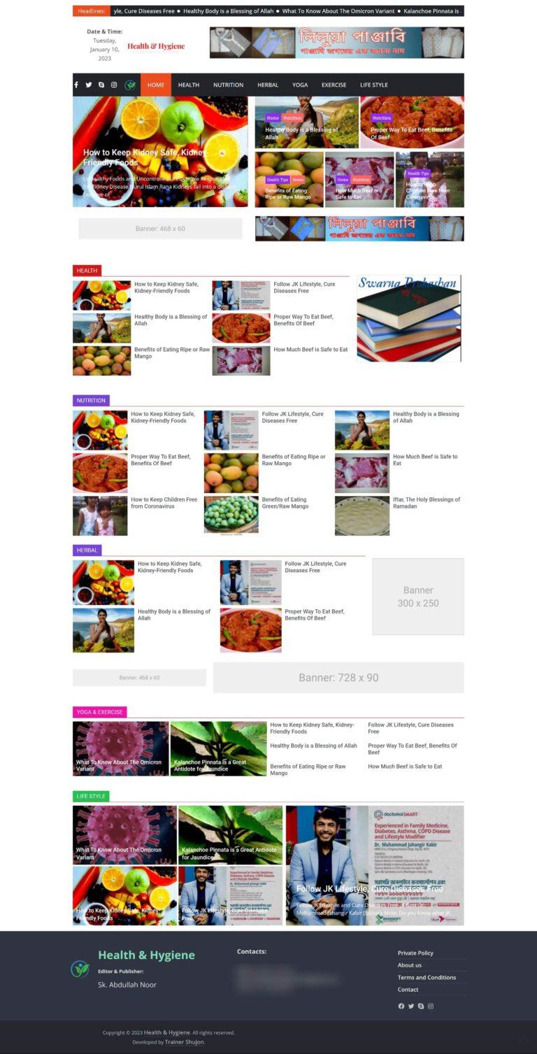 Newspaper Website about Health (Home Page)