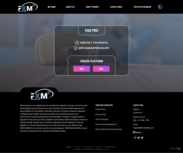 FXMFUNDING Choose Platform Pages