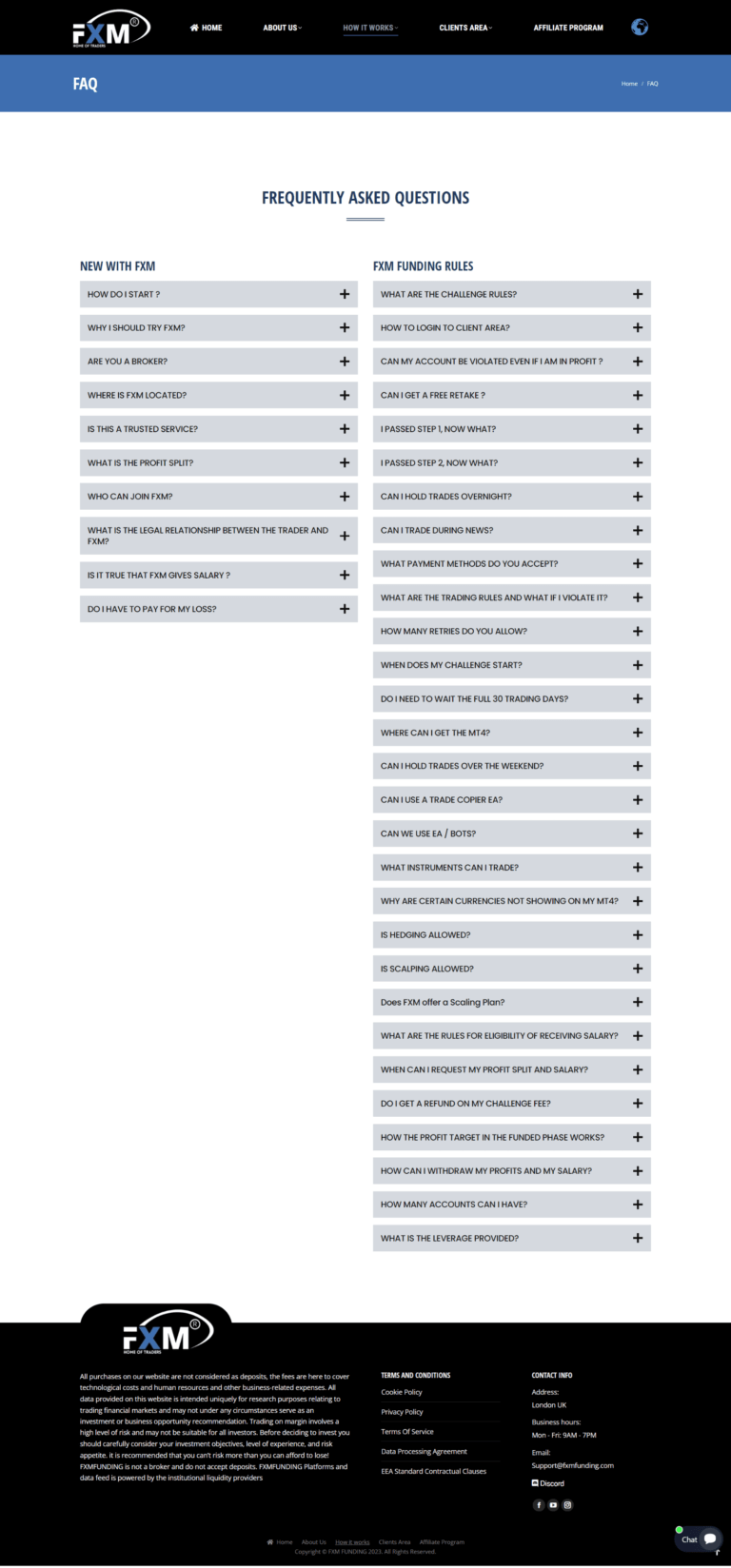 FXMFUNDING FAQs Page